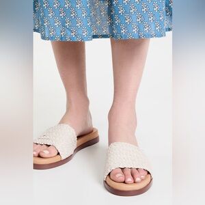 Madewell Size 9.5 Palmer Woven Slides, Color: Pale Oyster, EUC